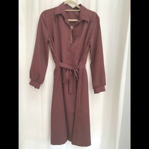 Vintage 70s SEARS polka-dot Secretary dress, M